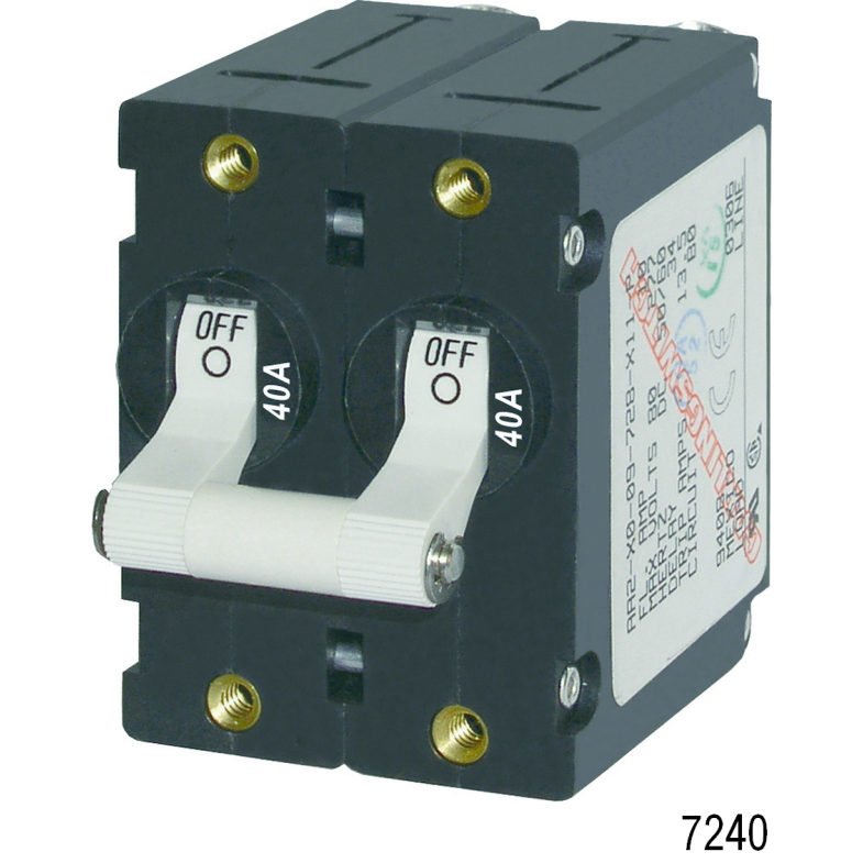 AC/DC Double Pole Circuit Breakers, 15A Black