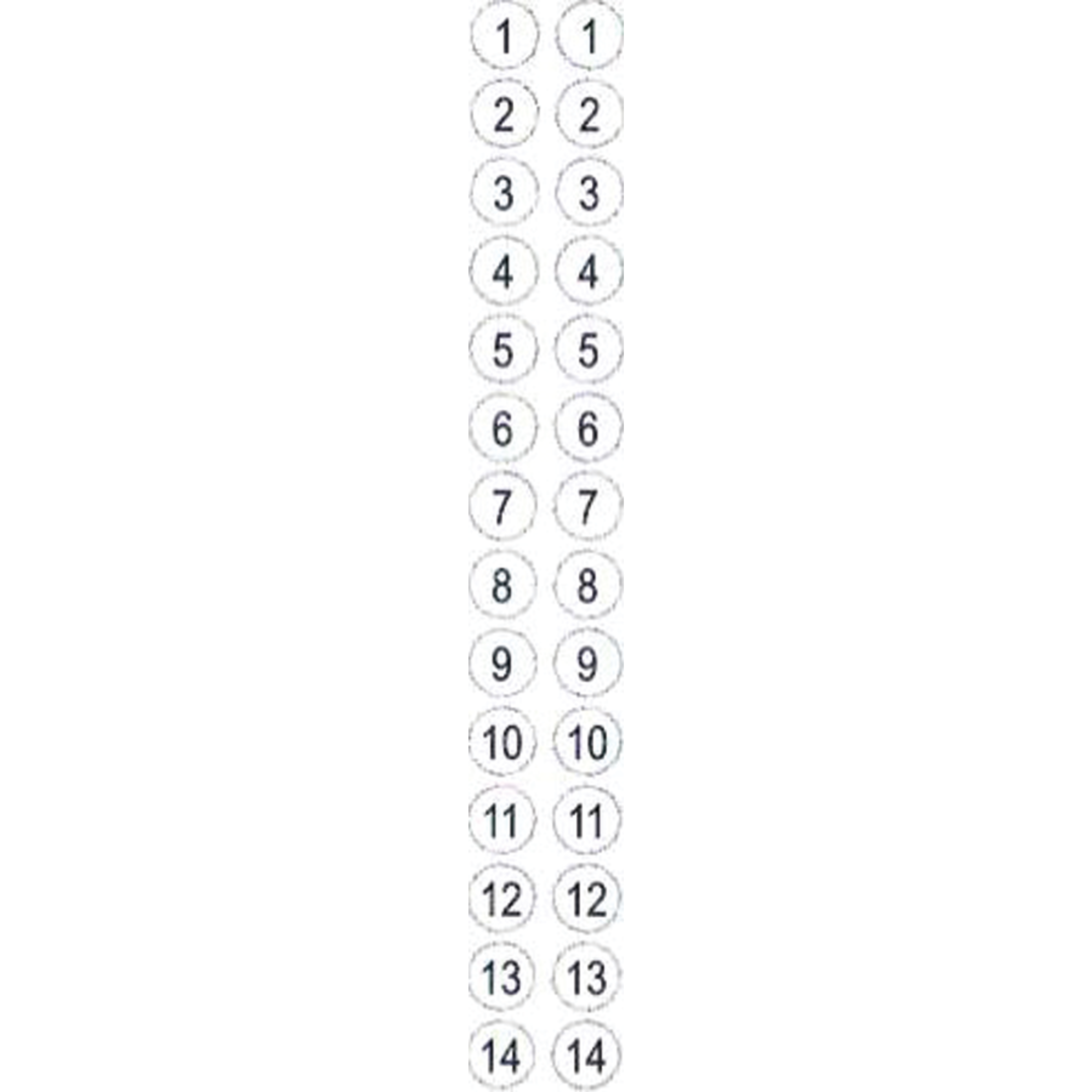 TRACK NUMBERS LABELS RD. DOTS