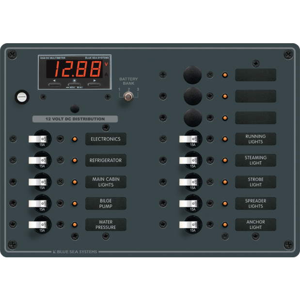DC 13 Position Circuit Breaker Panel w&frasl; Meter
