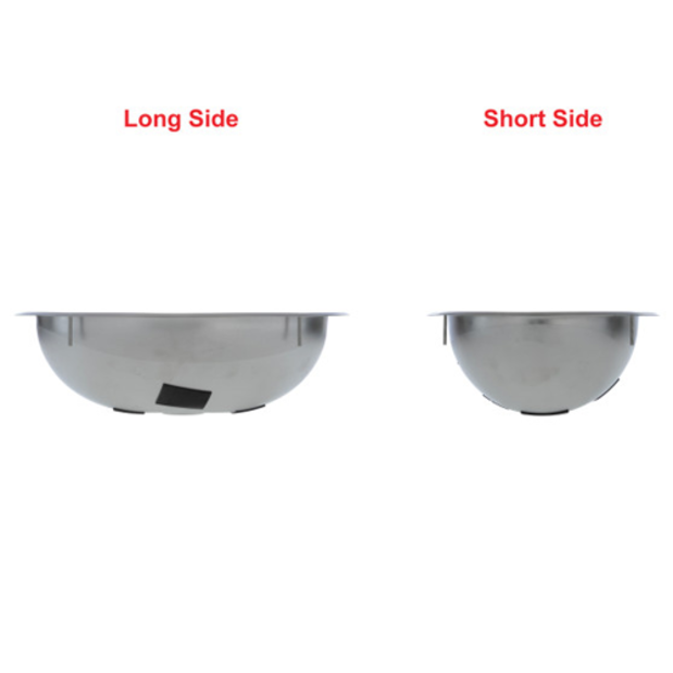 side of Ambassador Marine Oval Sink - Mirror SS Finish With Mounting Studs