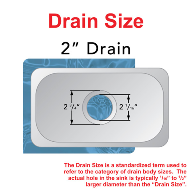 drain of Ambassador Marine Rectangle Sink - Brushed SS Finish, Without Studs