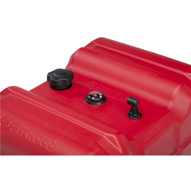 Top Detail of Attwood 12 Gal EPA Low Permeation Portable Fuel Tank with Gauge