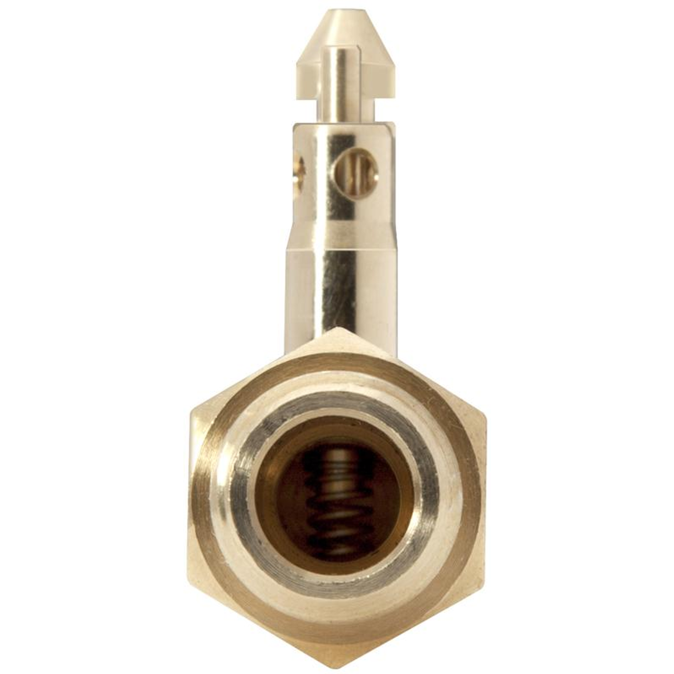 End View of Attwood OMC/Johnson/Evinrude Portable Fuel Tank Fitting - 1/4" NPT, Brass