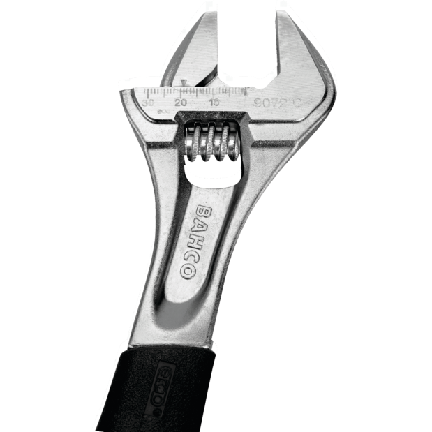 Adjustable Wrench w/ Rubber Handle & Chrome Finish