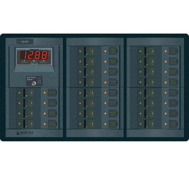 1221 of Blue Sea Systems 360 Panel System - DC Main + 19 Position Panel with Multimeter