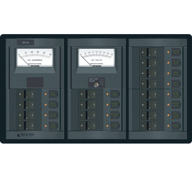 1201 of Blue Sea Systems 360 Panel Systems DC - 16 Positions with Analog Amp & Voltmeters
