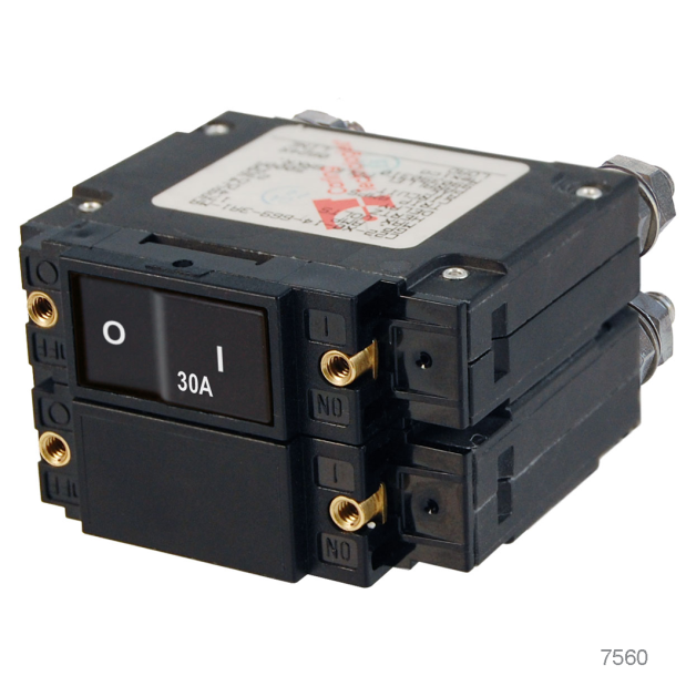 AC C-Series Flat Rocker Double Pole Circuit Breakers, 60A AC