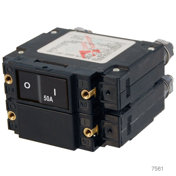 AC C-Series Flat Rocker Double Pole Circuit Breakers, 60A AC