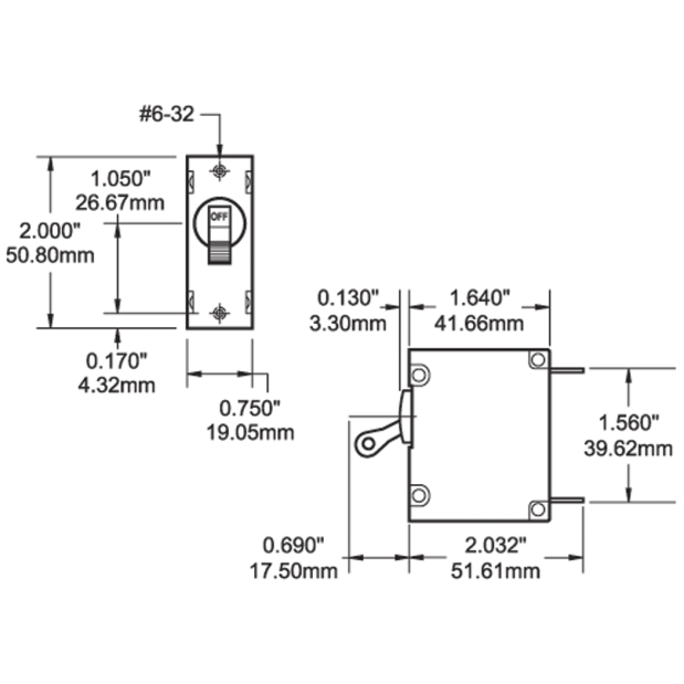 AC/DC A-Series Single Pole Circuit Breakers - White Toggle