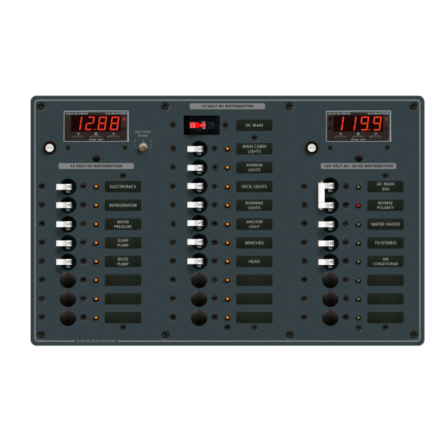 8408 of Blue Sea Systems AC Main + 6 Positions/DC Main + 18 Positions Circuit Breaker Panel
