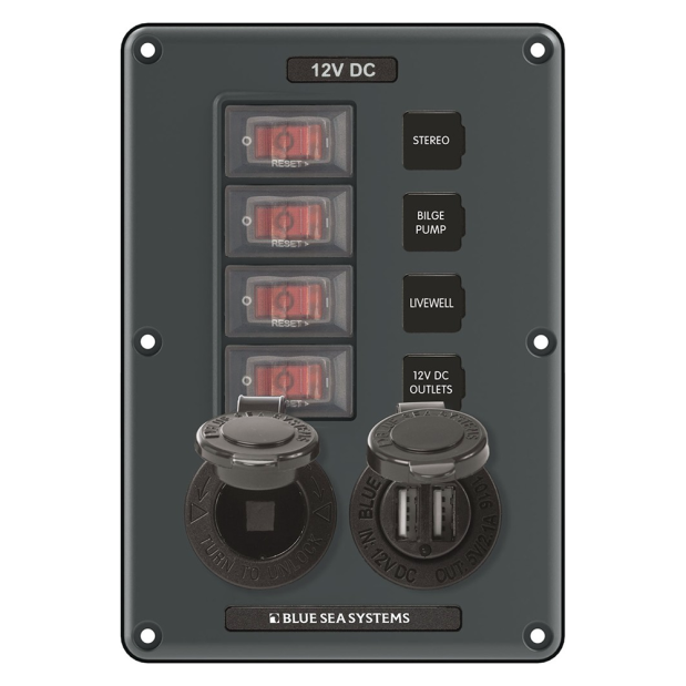 4321 of Blue Sea Systems Circuit Breaker Switch Panel 4 Position