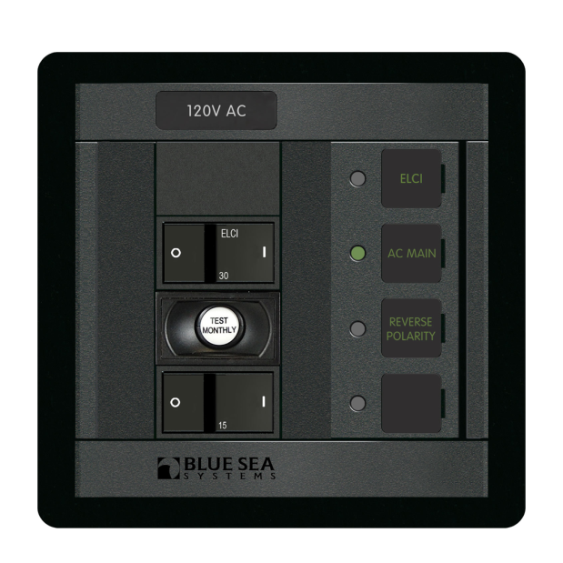 1190 of Blue Sea Systems ELCI Main 30A Double Pole + 1 Breaker Position Panel
