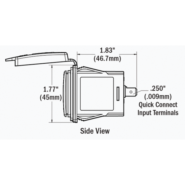 Dimensions of Blue Sea Systems Blue Sea Fast Charge Dual USB Charger - Contura Switch Mount