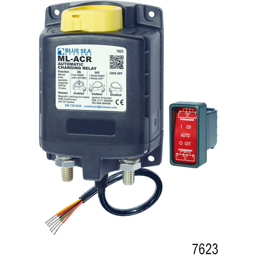 Retail of Blue Sea Systems 500A 24V ML ACR - Automatic Charging Relay with Manual Override