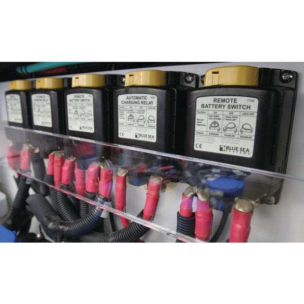 junction box of Blue Sea Systems 500A ML Series Remote On/Off Battery Switch - w/ Backup Manual Control