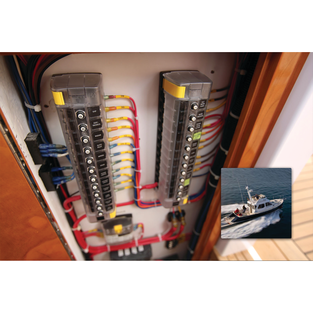 Diagram of Blue Sea Systems ST CLB Circuit Breaker Blocks - with Independent Source Terminals