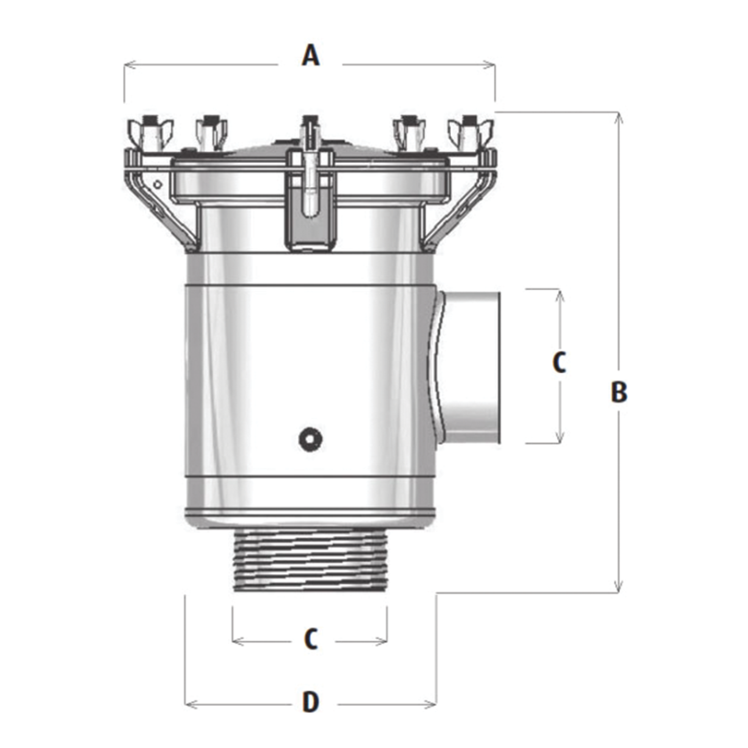 Dimensions of Buck Algonquin Arctic Steel Raw Water Strainers