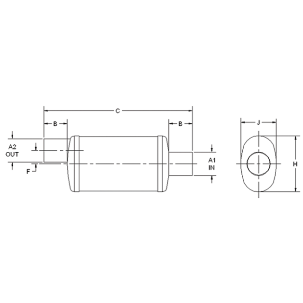 Vernatone MKII Oval Vertical Mount Muffler