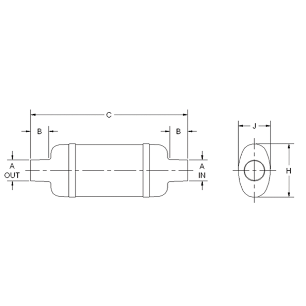 Vernatone&trade; Oval Vertical Mount Muffler