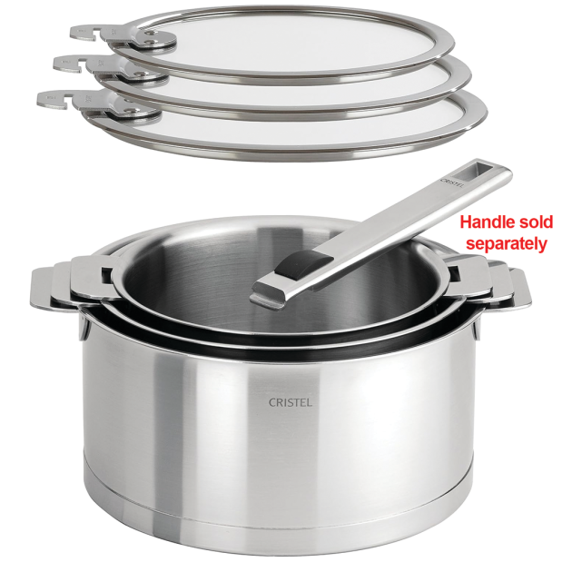 Set of 3 Stainless Steel Saucepans with Lids