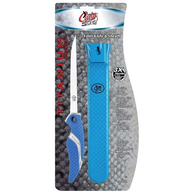 in package of Cuda 6" Flex Fillet Knife & Fishermans Sheath Set