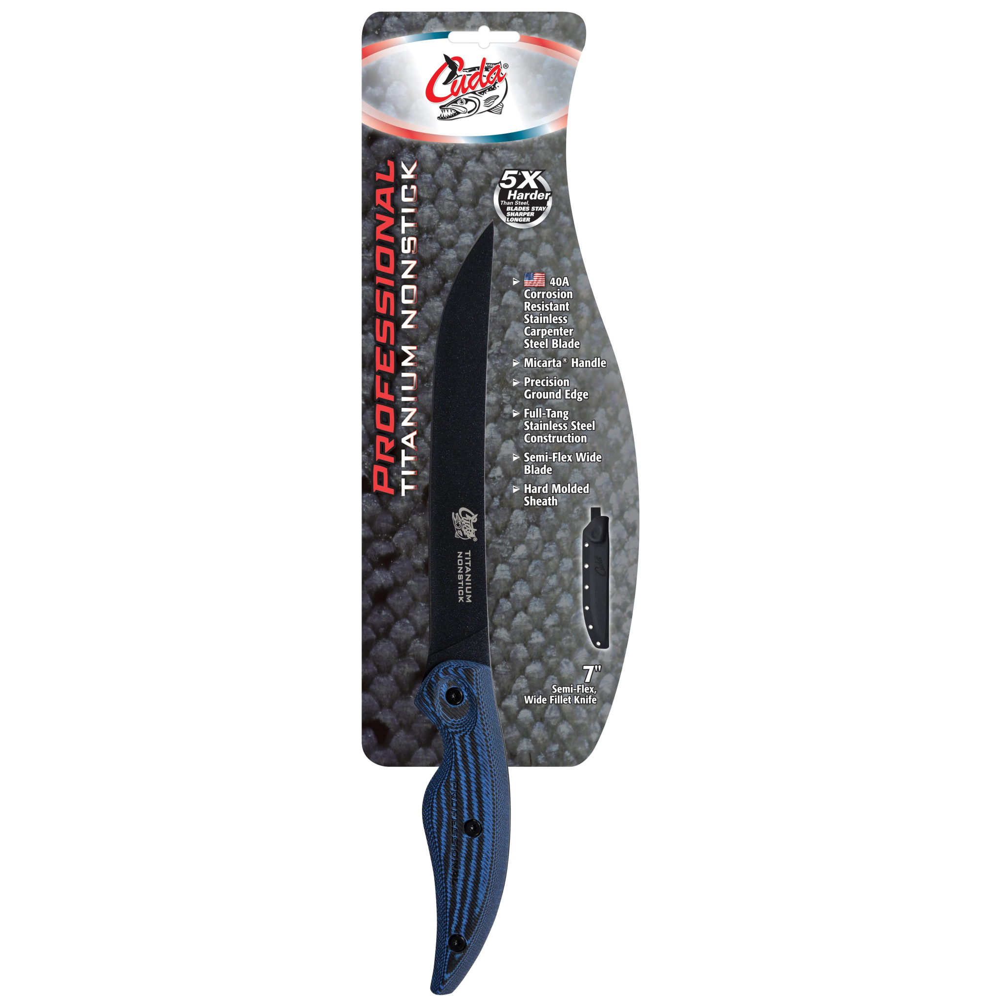 in package of Cuda 7" Semi-Flex Wide Fillet Knifes