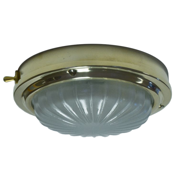 0392 of Davey &amp; Co. 6-3/4" High Profile LED Dome Light - Heavy Brass with Red & Warm White LEDs