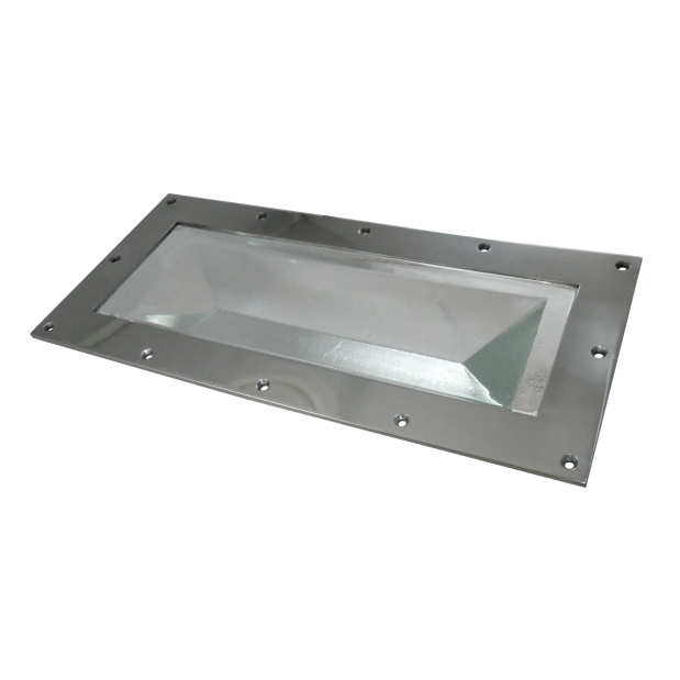 2411-ss-312 of Davey &amp; Co. Rabetted Stainless Steel Rectangular Deck Prism - 6-1/2" x 14-1/2" Overall