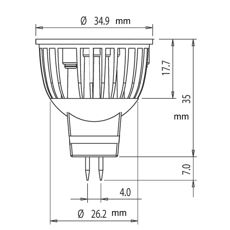 Dimensions of Dr LED Magnum MR11 LED Bulb - 10 Watt Equivalent