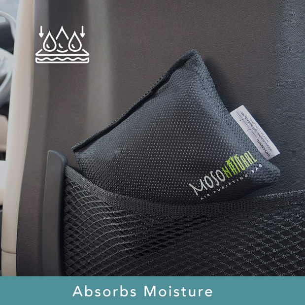 in use of Moso Natural Air Purifying Charcoal Bag