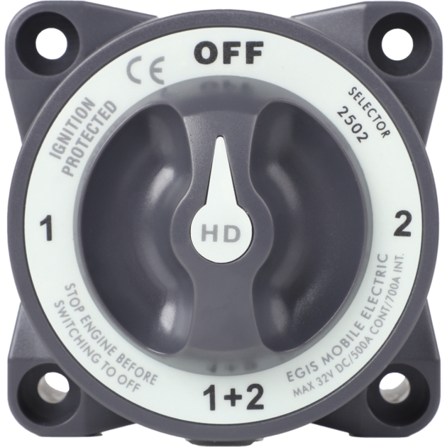 600A Heavy Duty-Series Battery Switch off-1-2-both of Egis Mobile Electric 600A Heavy Duty-Series Battery Switch - Off-1-2-Both