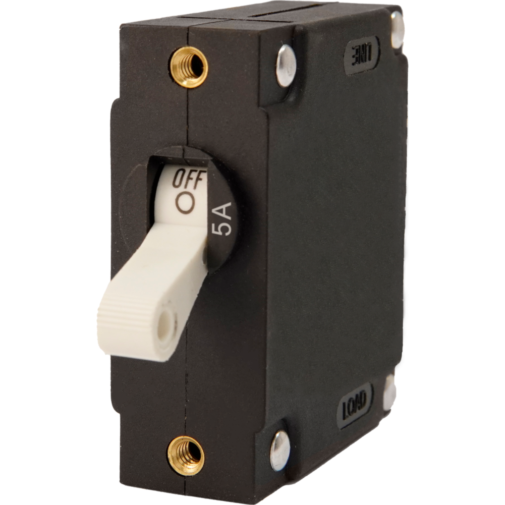 1050247-EGI-3201-05-A-SERIES-CIRCUIT-BREAKER of Egis Mobile Electric A-Series Panel Mount Circuit Breaker - Single Pole AC/DC, White Toggle