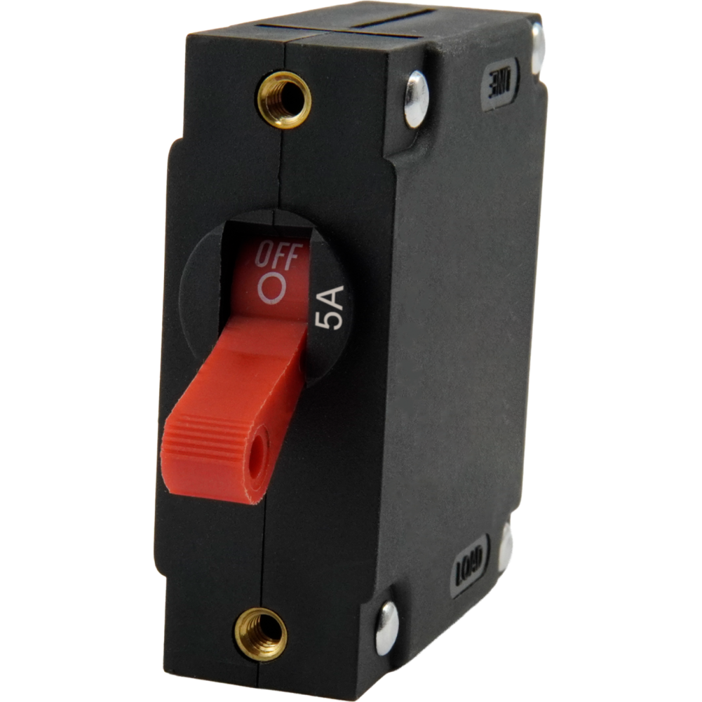 A-Series Single Pole Circuit Breaker 5A - Red Toggle of Egis Mobile Electric A-Series Single Pole Circuit Breakers - Red Toggle