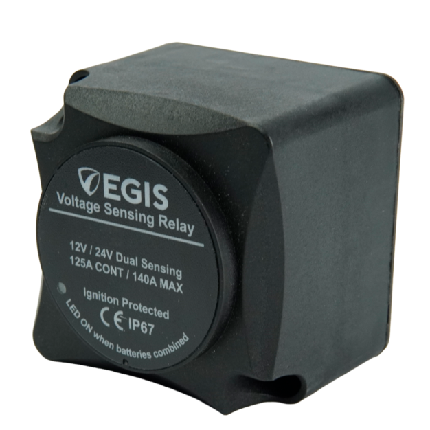 Mini Automatic Charging Relay - angled of Egis Mobile Electric Mini Automatic Charging Relay - 125 Amp