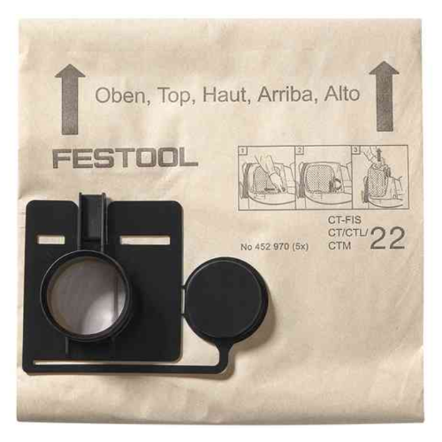 452970 of Festool CT 22 Dust Extractor Replacement Filter Bags - 5-Pack