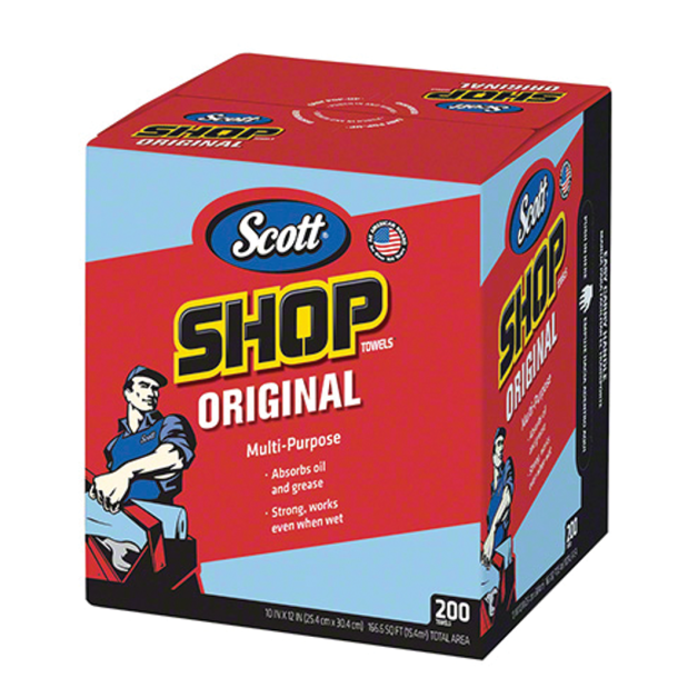 front view box of Fisheries Items Scott Blue Shop Towels