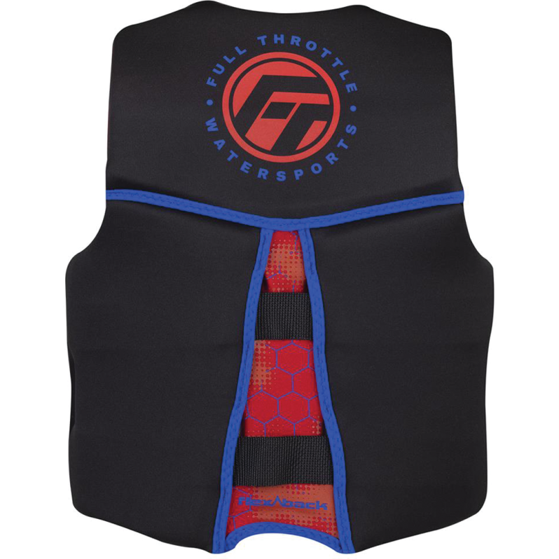 back of Full Throttle Youth Rapid-Dry Flex-Back Life Jacket - Red