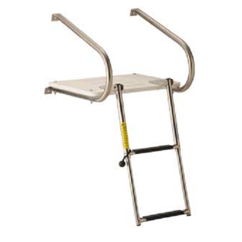 Transom Platform with Double Rail Telescoping Ladder, 2 Steps