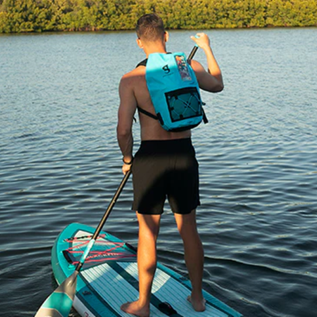 in use of Geckobrands Hydroner 20L Waterproof Backpack