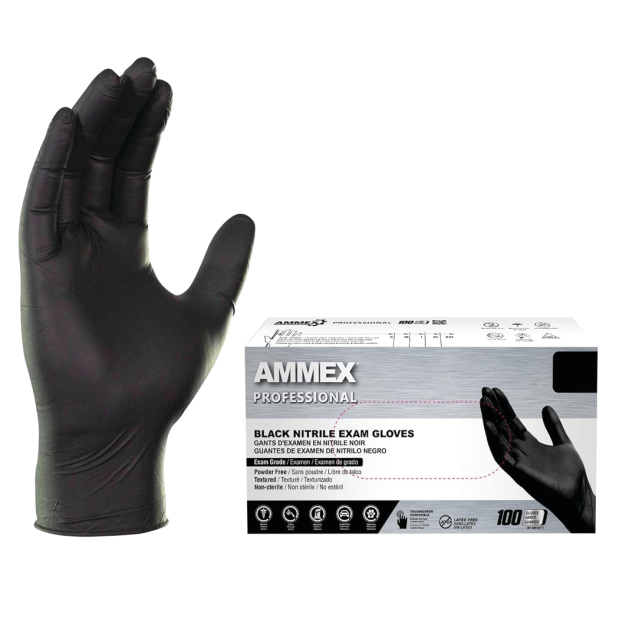 Ammex Nitrile Gloves - Powder & Latex Free - 3Mil
