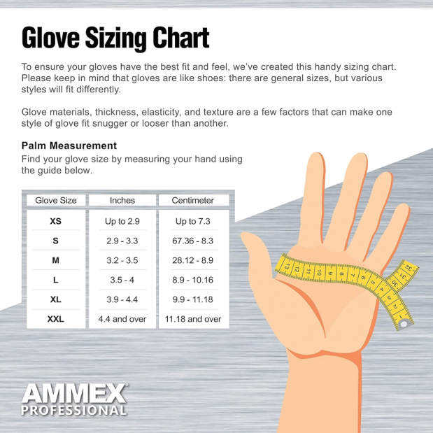Ammex Nitrile Gloves - Powder & Latex Free - 3Mil