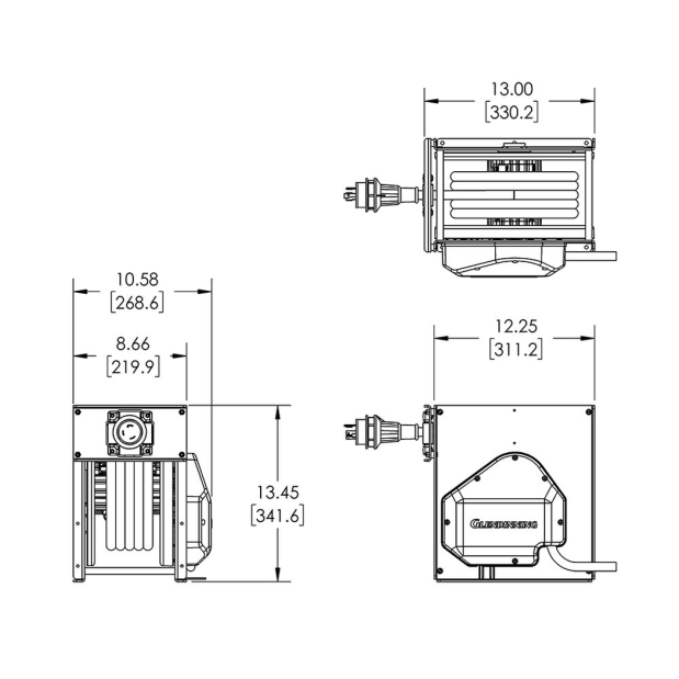 Dimensions of Glendinning Marine Cablemaster CRMA-30 Powered Cord Reel - for 30A Shore Power Cords