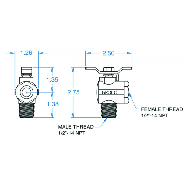 1/2" 90 Degree Fuel Valve