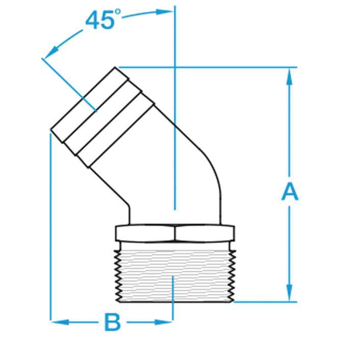 Dimensions of Groco 45 Degree Bronze Pipe to Hose Adapters