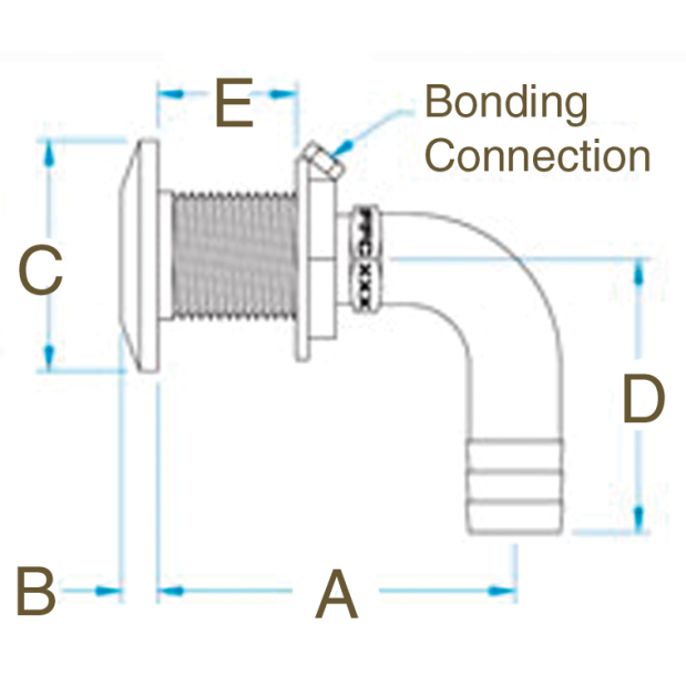 Curved Thru-Hull Fittings - Barbed