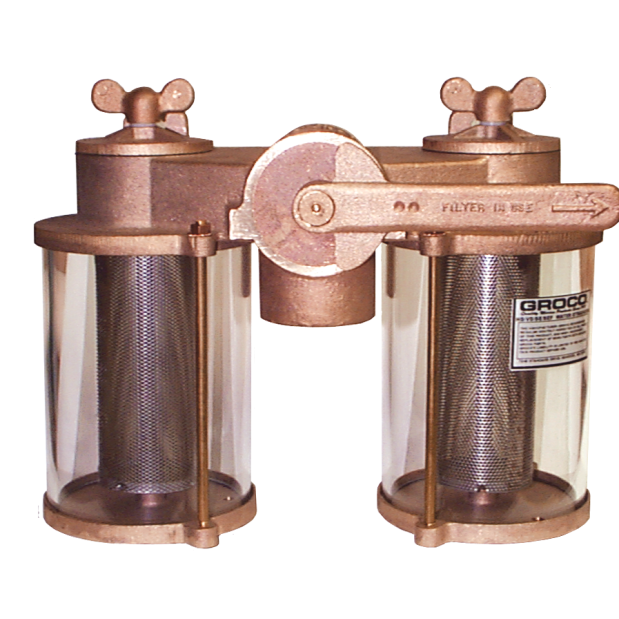 main view of Groco VD Series Vertical Duplex Bronze Strainers