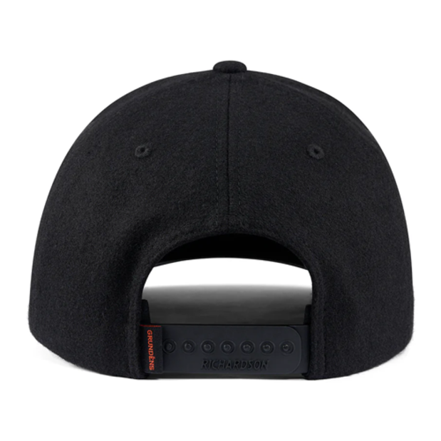 back of Grundens Logo Anchor Wool Trucker