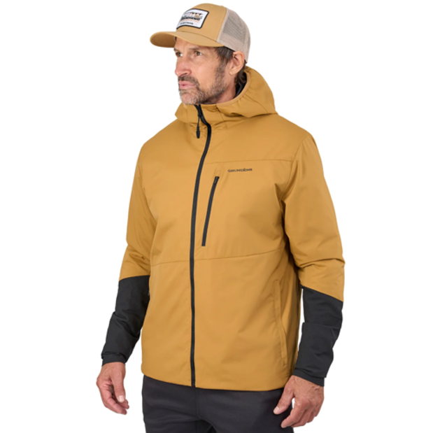 on model of Grundens Turbulence Hybrid Hoodie