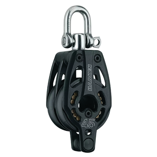 45 mm Aluminum Black Magic Double Block - Swivel, Becket