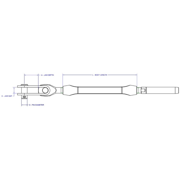 Diagram from Side of Hayn Marine Eye Toggle Jaw To Swage, Open Body